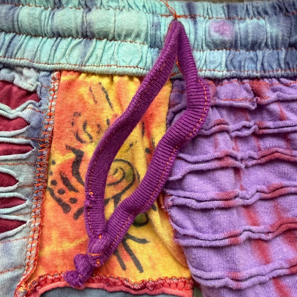 Patchwork Bohemian Hippie Festival Pants Womens Size Small Made in Nepal Boho - Picture 4 of 8